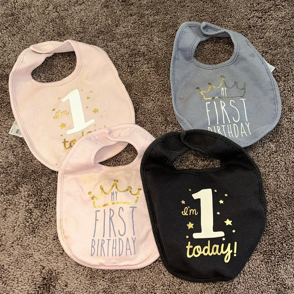 My first birthday and I’m 1 today matching twin set bibs bundle!